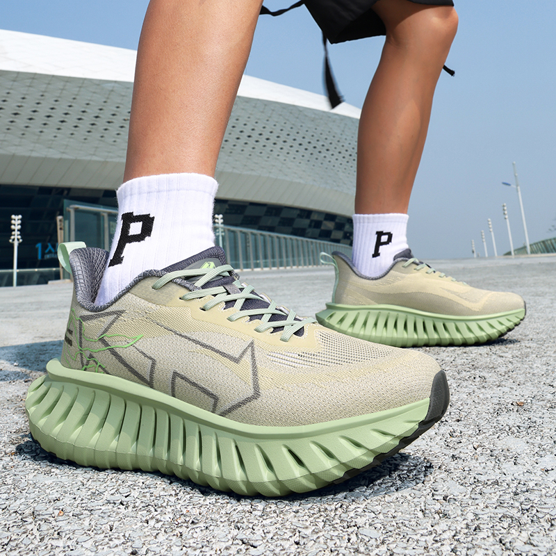 Men's Summer Outdoor Sneakers - Breathable Mesh Fabric & Cushioned Lightweight Running Shoes
