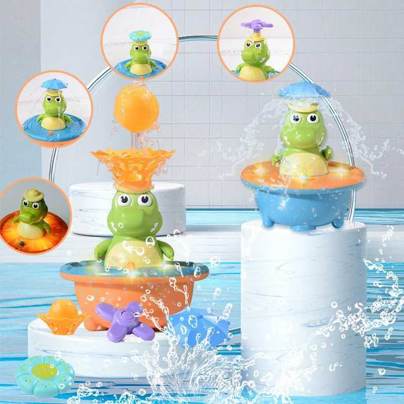 1 Set Bath Toys For Toddlers Light Up Crocodile Fountain With 4 Spray Modes ABS Plastic Bath Toy For Bathroom Swimming Pool C250915