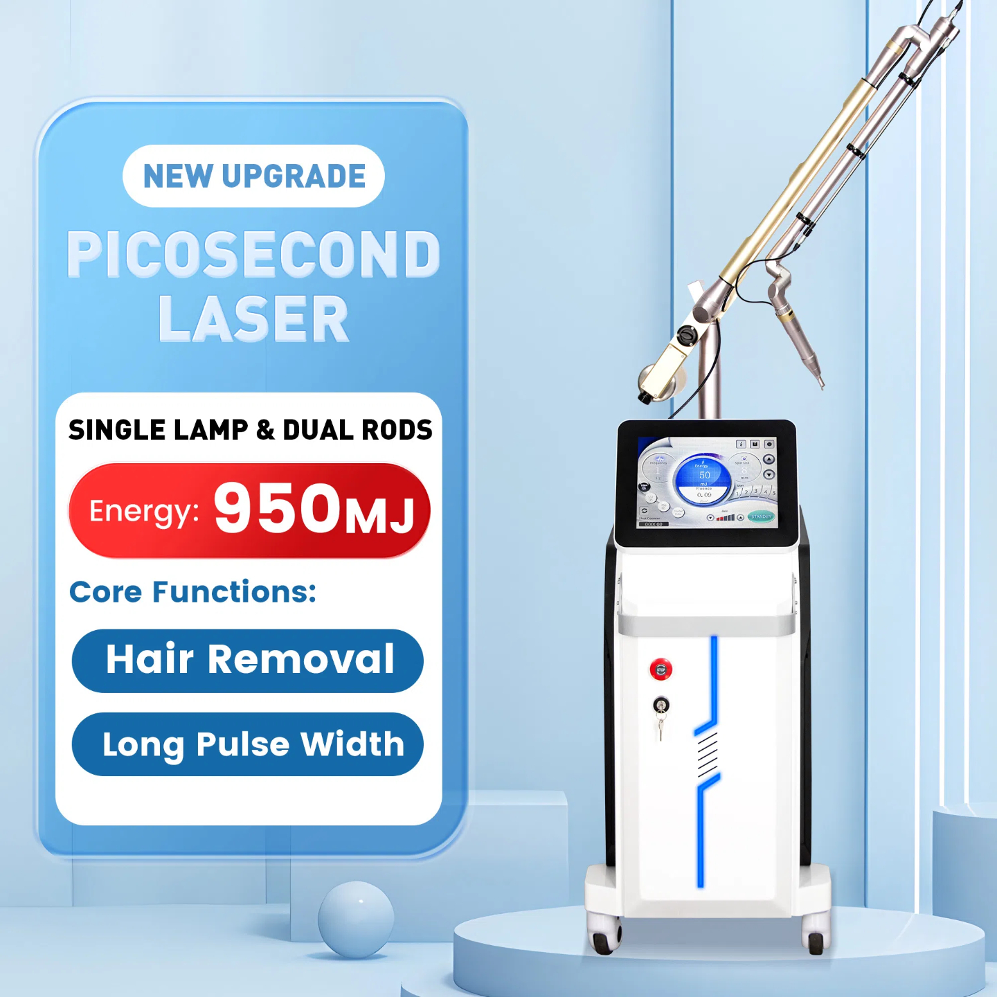 Professional Carbon Peel Q-Switch Nd YAG Laser Machine 1064nm 532nm Picosecond Laser for Tattoo Removal Skin Whitening Pigme Picosecond Laser 1064/532