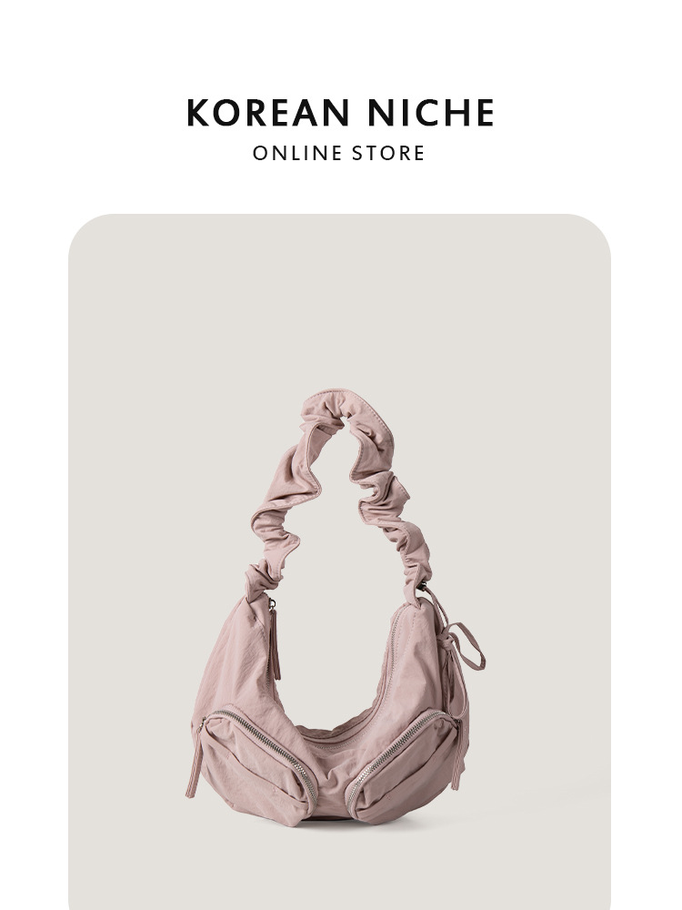Korean-Style New Small-Batch Drawstring Pleated Cloud Versatile Casual Nylon Dumpling Unique Shoulder Bag