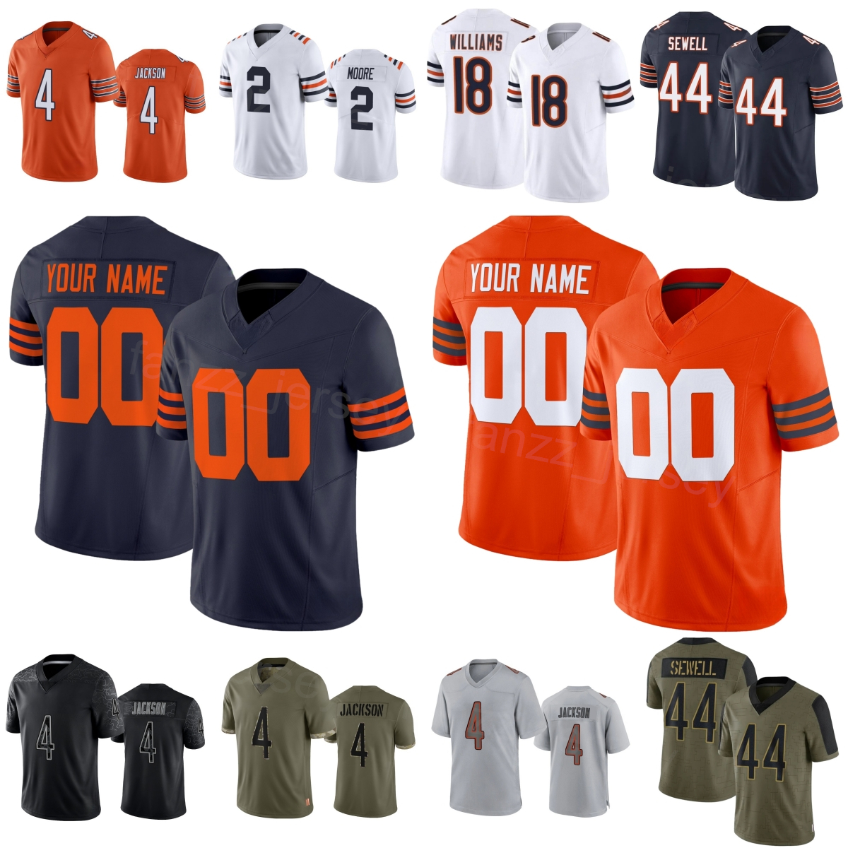 Men 14 Olamide Zaccheaus Jerseys 2025/2026 Football 44 Noah Sewell 18 Caleb Williams 84 Colston Loveland 4 DAndre Swift 2 DJ Moore Women Kids Color Rush XiongDui