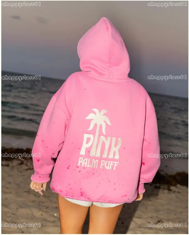 Pink Palm Hoodie Designer Hoodies Chasing Sunsets Pink Palm Hoodies Embroidery Sunshine Fashion Y2k Loose Hooded Sweatshirt Women Street Autumn 67D