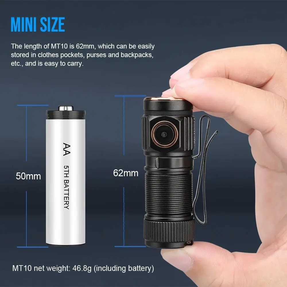 Trustfire MT10 EDC USB Rechargeable LED Flashlight 1000Lumen Type C 16340 Torch IPX8 Lamp MVB Optics Work Light with Magnet Tail C250915