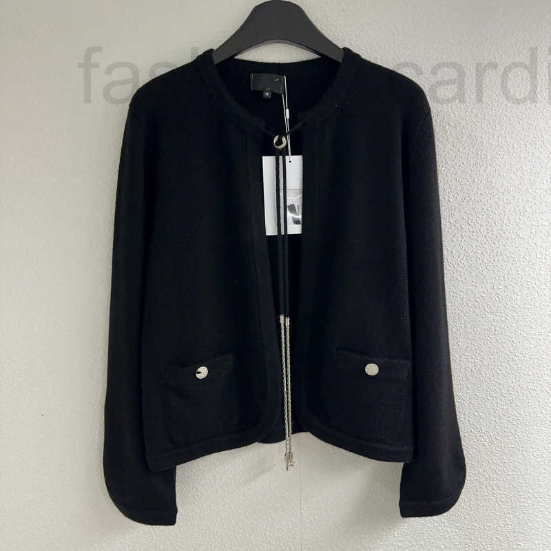 Women's Knits & Tees Designer Haute Couture 25 Early Autumn New Small Fragrance Style Double C Rhinestone Buckle Lace-Up Bow Cashmere Knitted Cardigan Jacket IAHD