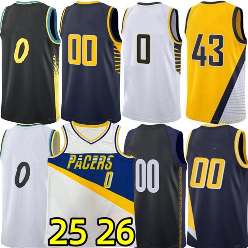 25 26 Pacer Tyrese Haliburton Basketball Jerseys Pascal Siakam Andrew Nembhard Bennedict Mathurin Myles Turner Obi Toppin Aaron Nesmith TJ McConnell City Jersey
