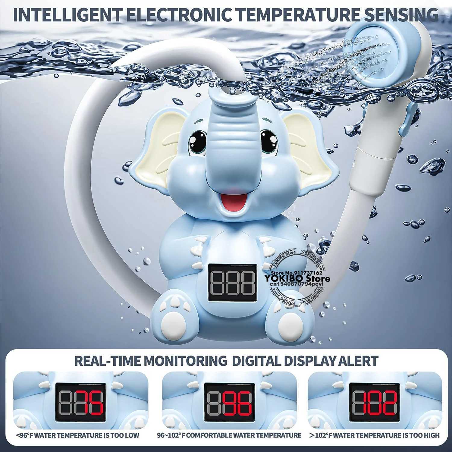 Baby Bath Toys Bath Shower with Shower Thermometer Electric Elephant Water Spray Water Toys for Kids Tathtub Toys for Toddlers C250915