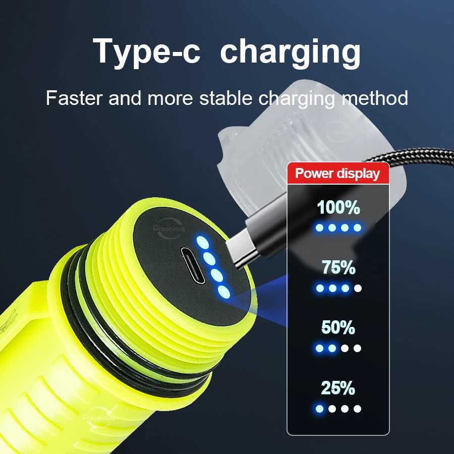 Super bright Underwater Lantern XHP190 Rechargeable Professional Diving Flashlight 18650 Diving Torch IPX8 Waterproof Lantern C250915