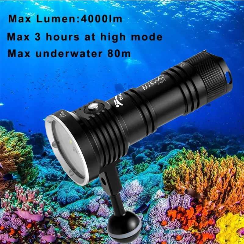 HISWN DR01 Diving Fill Flashlight IPX8 Waterproof 2500LM Ultra Bright Flashlight Professional underwater photography for diving C250915