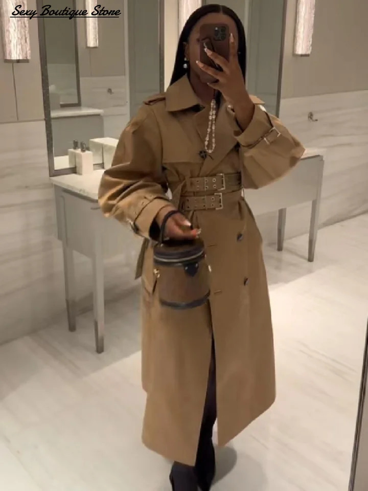 Chic Punk Trench Coat For Women Full Sleeve Loose Hooded Crop Lapel Bat Long Coats 2025 Lady Y2k Fall Outwears 250904