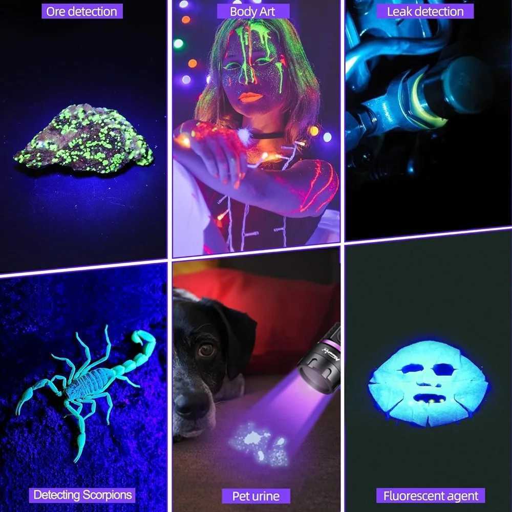 120W 365nm UV Flashlight 6Light Ultra Violet Black Light Ink Dryer Money Fluorescer Cat Dog Urine Tinea Ore Money Detector SV116 C250915
