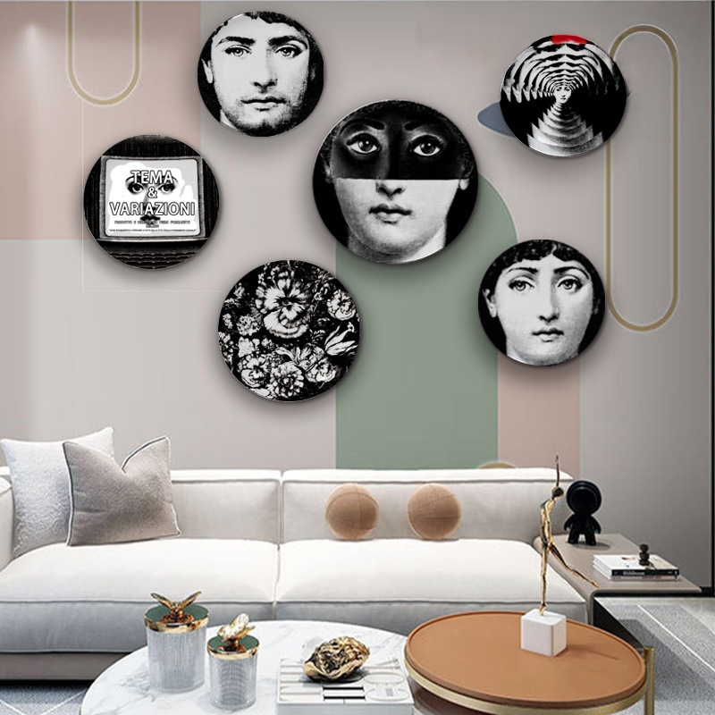 Lanjia Human Face Decorative Plates Ceramic Lady Face Red Lips Decorative Panel Morden Ceramic Painting Plate Creative Wall Mounted Decorative Item Ha