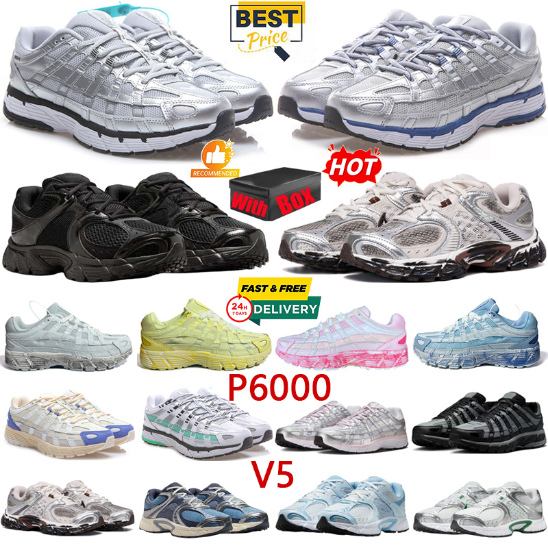 with box designer shoes P6000 Running Shoes new 6000 sneakers vomero 5 black white blue pink Metallic Silver Anthracite Soke Grey Dusty cactus Outdoors Daily eur 36-45