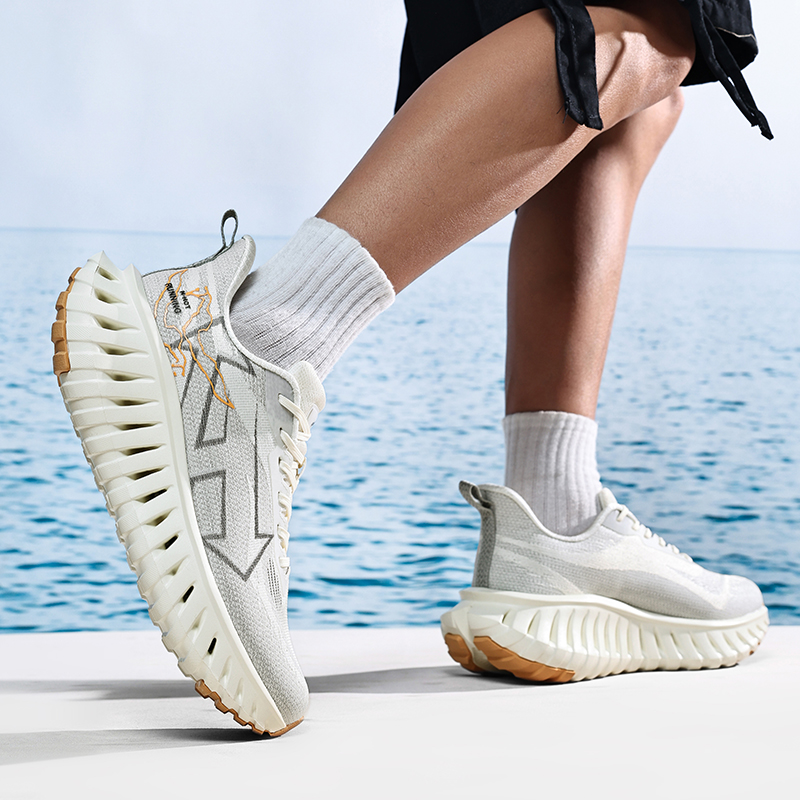 Men's Summer Outdoor Sneakers - Breathable Mesh Fabric & Cushioned Lightweight Running Shoes