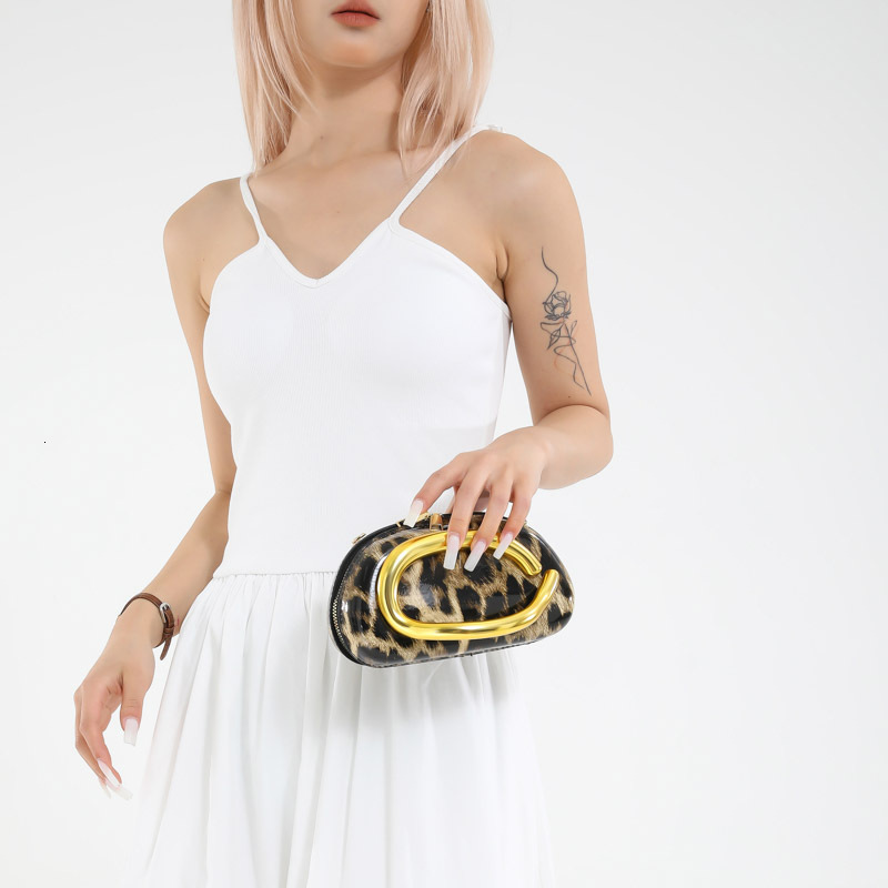 Luxury Brand Designer Bag 2025 Women's European And American New Style Single Shoulder Crossbody Bag Irregular Shell Acrylic Fashion Leopard Prin