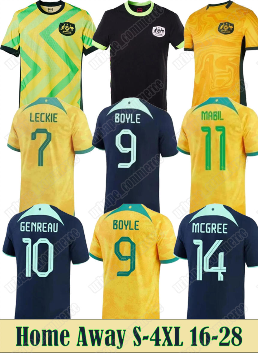 25 26 australia soccer jersey shirts BOYLE GENREAU LECKIE MABIL MCGREE GOODWIN BOYLE RYAN TILIO MILLER 2025 2026 4XL football Men Home Away Kit uniform