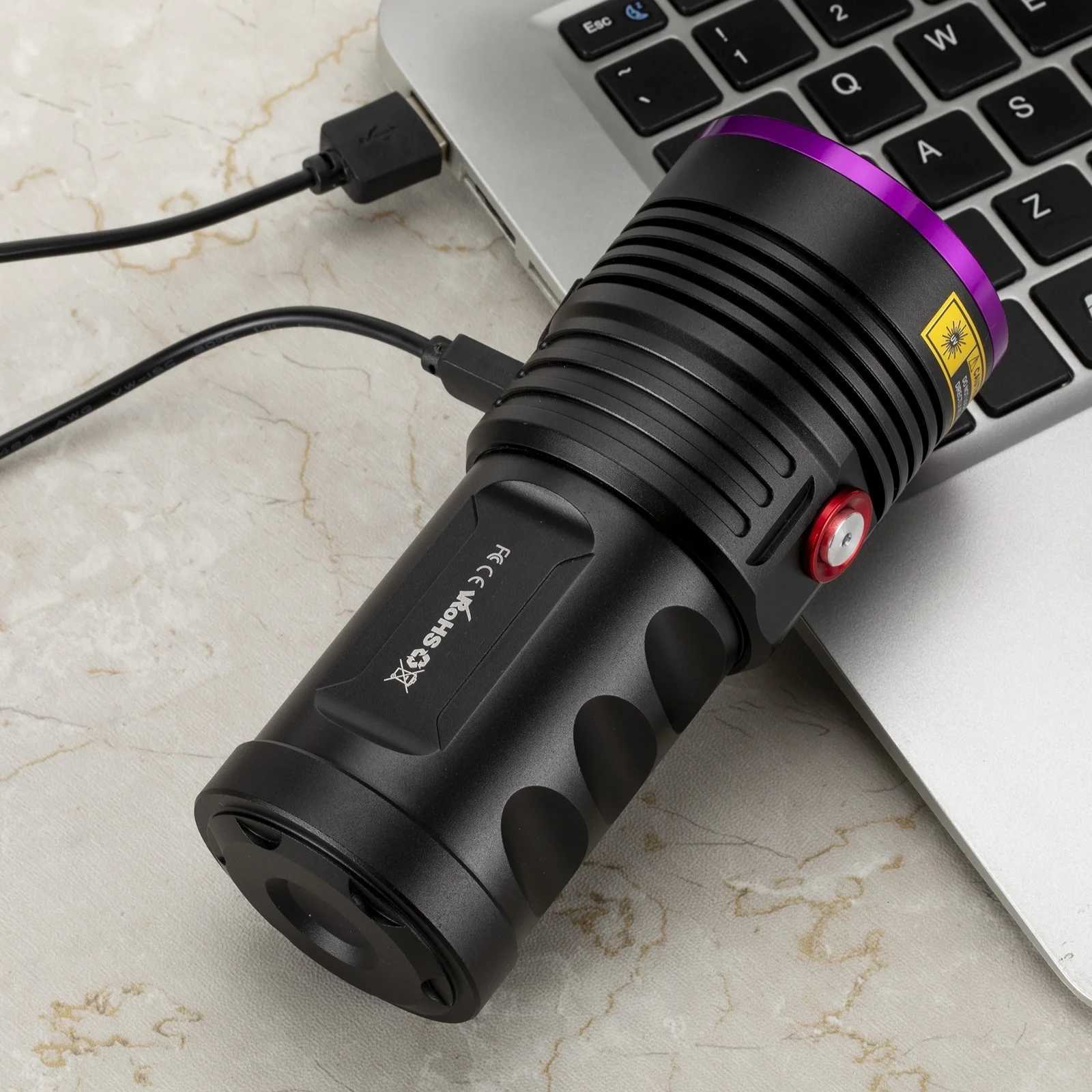 120W 6x365nm UV Powerful Ultraviolet Flashlight USB Rechargeable Blacklight Torch Curing Money Ore Scorpion Fluorescent Detector C250915