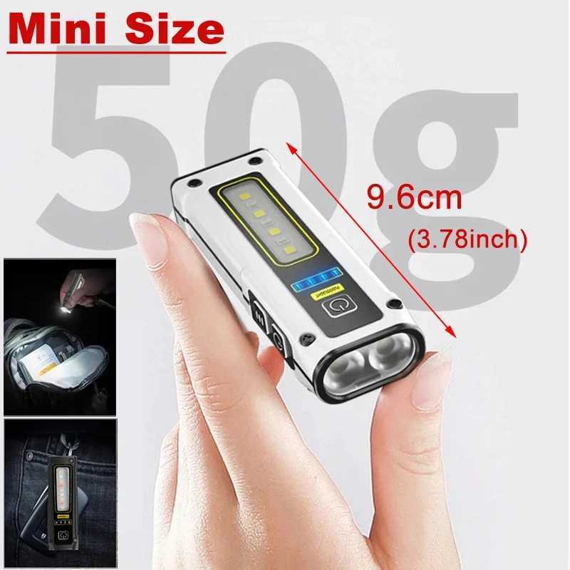 Multifunctional LED Dual Lights Working Lamp With Magnet Alarm SOS Key Chain Power Bank Waterproof Mini Emergency EDC Flashlight C250915