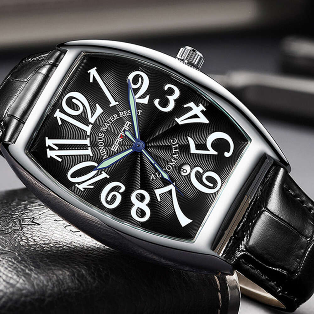 DHwatches Sanda New Mechanical Calendar Digital Fashion Versatile 7021 Leather Strap Fluorescent Men's Watch