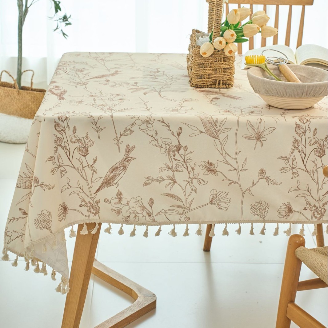 Tablecloth rectangular waterproof printed tassel tablecloth living room coffee table cover dustproof M29L01