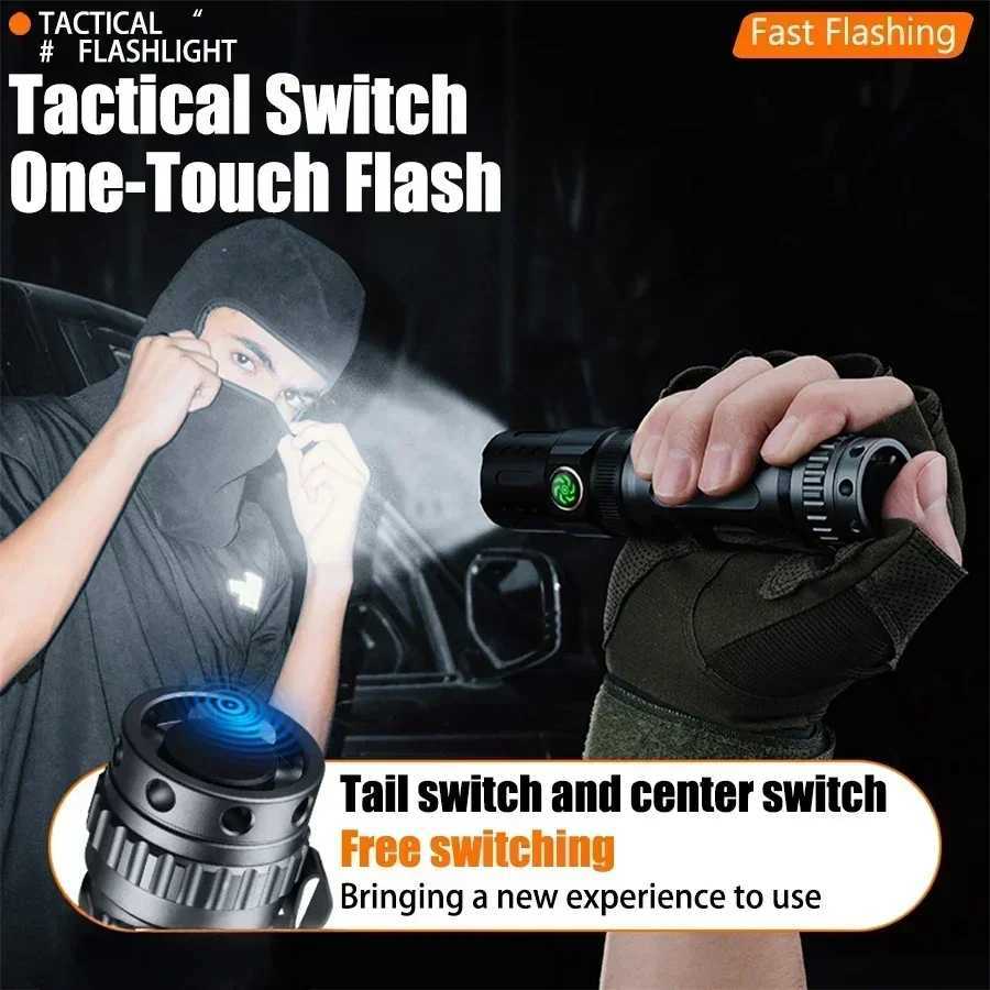 2200Lm Powerful LED Flashlight Rechargeable 18650 with Power Indicator Lantern Torch P80 LED 2 Groups Switch SOS Beacon Outdoor C250915