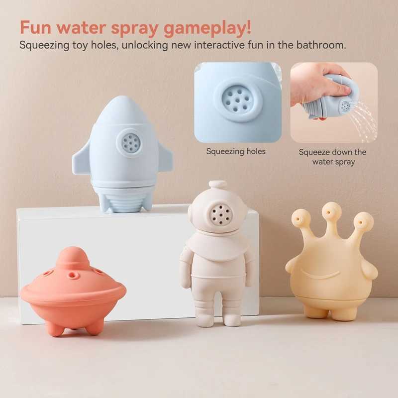 Baby Bath Toys Animal Silicone Cartoon Astronauts Play With Water Toys No BPA Swim Bathroom Baby Silicone Sprinkler Bathtub Toy C250915