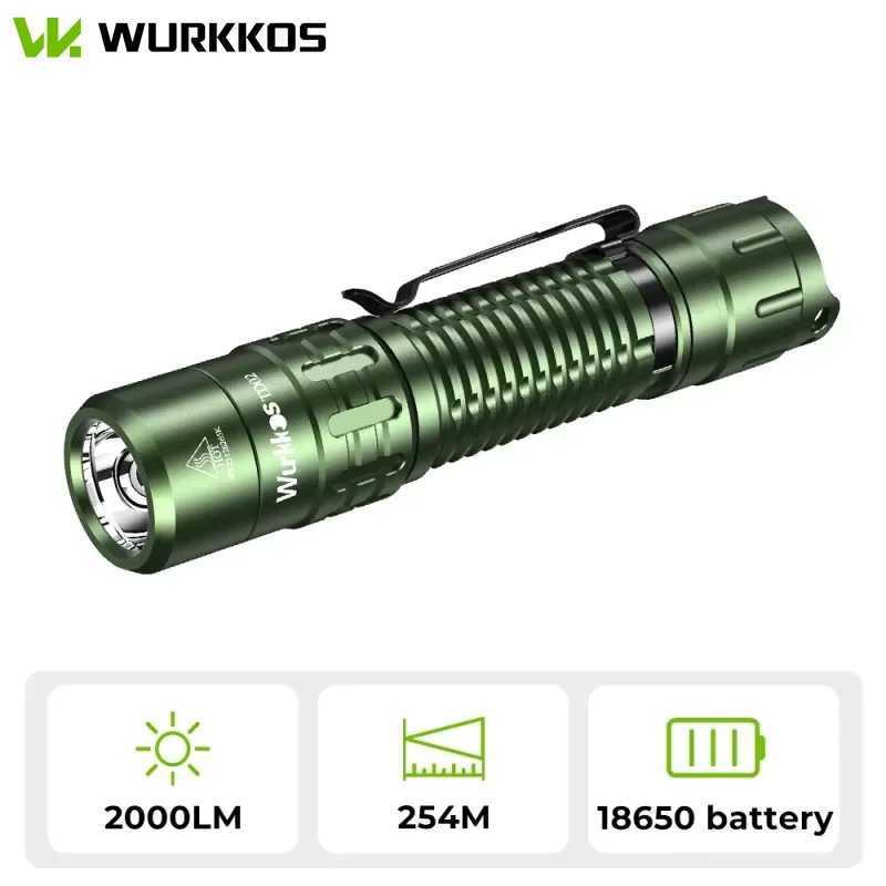 Wurkkos TD02 Tactical Flashlight 2000LM Pocket Torch 18650 Rechargeable EDC TypeC Charging Port Tail Switch IPX8 Waterproof C250915