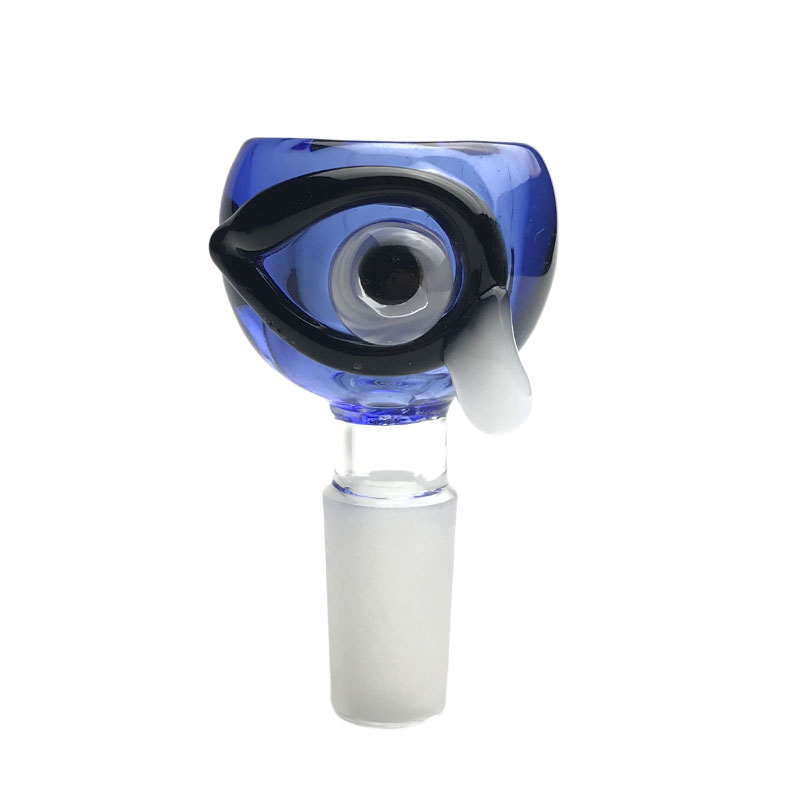 Goodsstore 14mm 18mm Male Glass Bong Bowl Thick Pyrex Blue Bucket Black Eye Water Droplet White Handle Bowls for Water Bongs