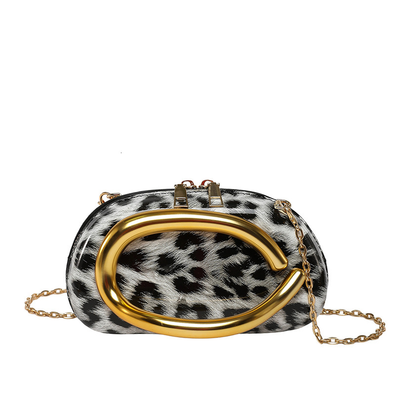 Luxury Brand Designer Bag 2025 Women's European And American New Style Single Shoulder Crossbody Bag Irregular Shell Acrylic Fashion Leopard Prin
