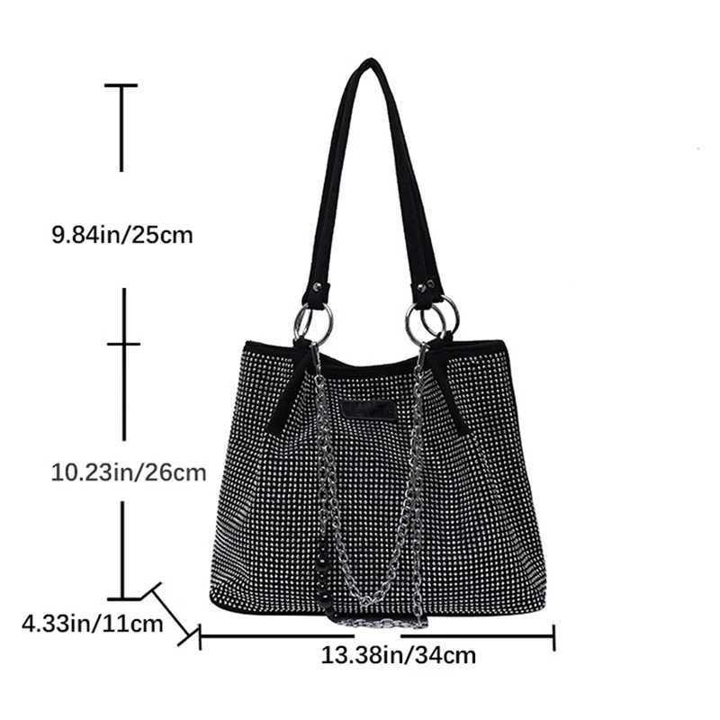 2024 Fashion Women Bling Diamonds Handbag Large Capacity PU Leather Big Totes Designer Female Chain Shoulder Bags Shopping Bags Z250915