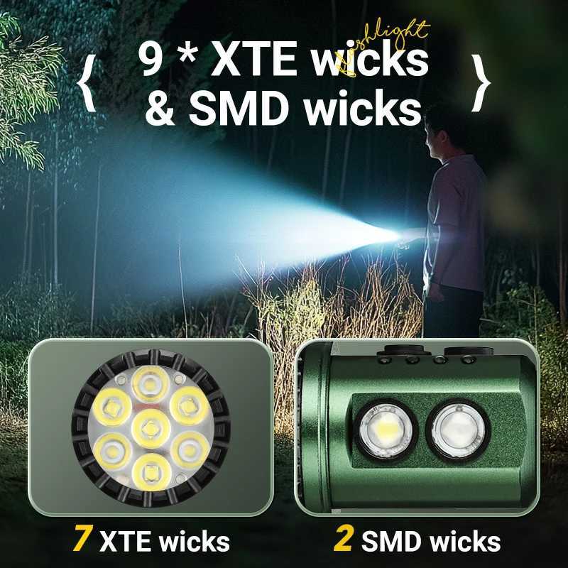 YEMAO F337X 2800LM MultiLight Torch 7 XTE LEDs wAuxiliary RGB 200m Distance 18650 Tactical Flashlight C250915