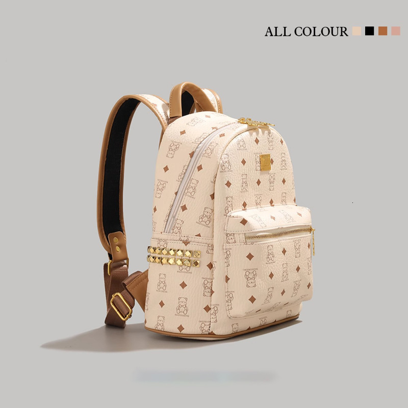 Luxury Brand Designer Bag Cute Bear Commuter Backpack 2025 New Fashion Versatile Trendy Women's College Student Backpack Large Capacity School Ba