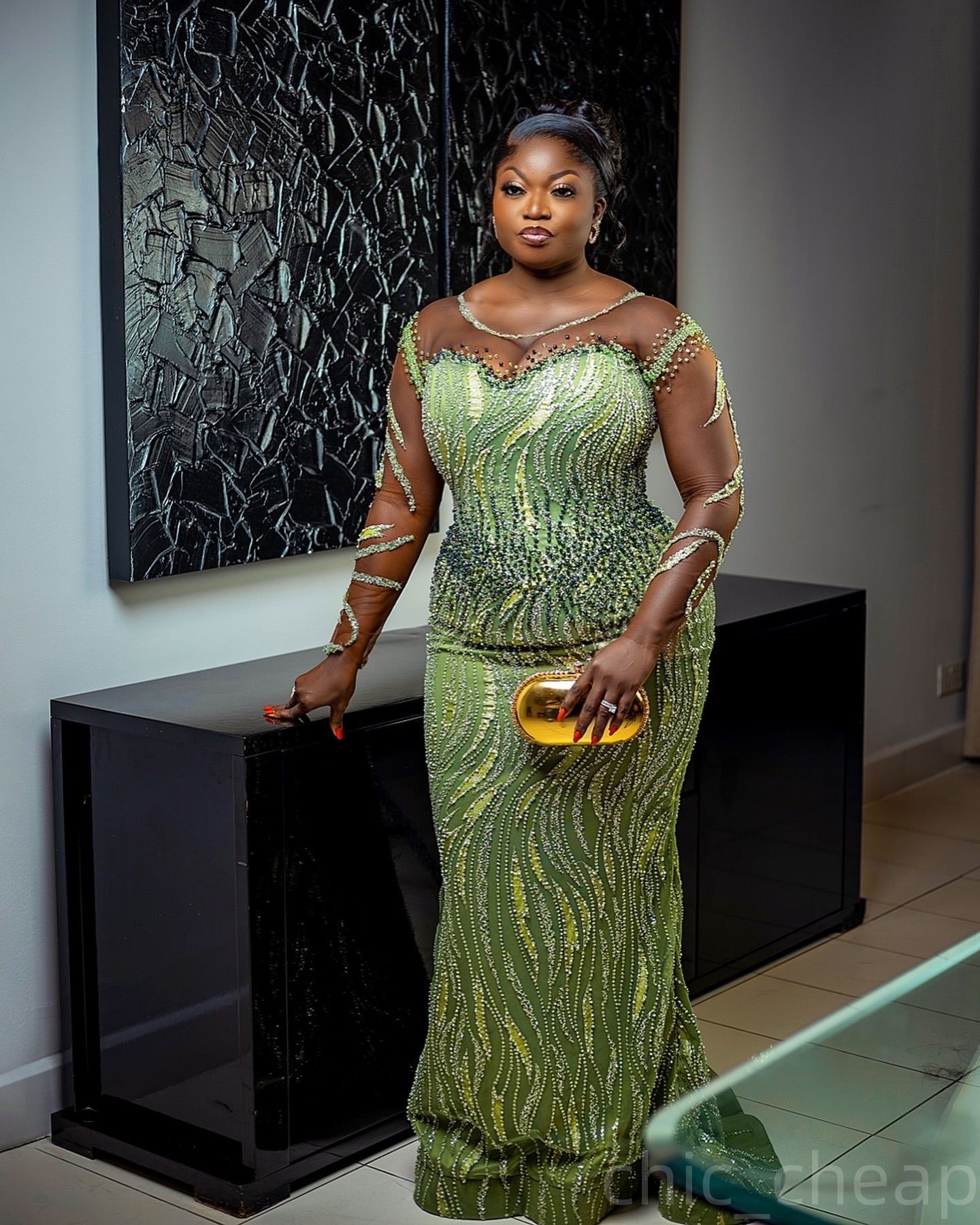 Aso Ebi Olive Green Mermaid Prom Dresses 2025 Beaded Sheer Neck Lace Evening Formal Party Second Birthday Engagement Gowns Plus Size Dress For Special