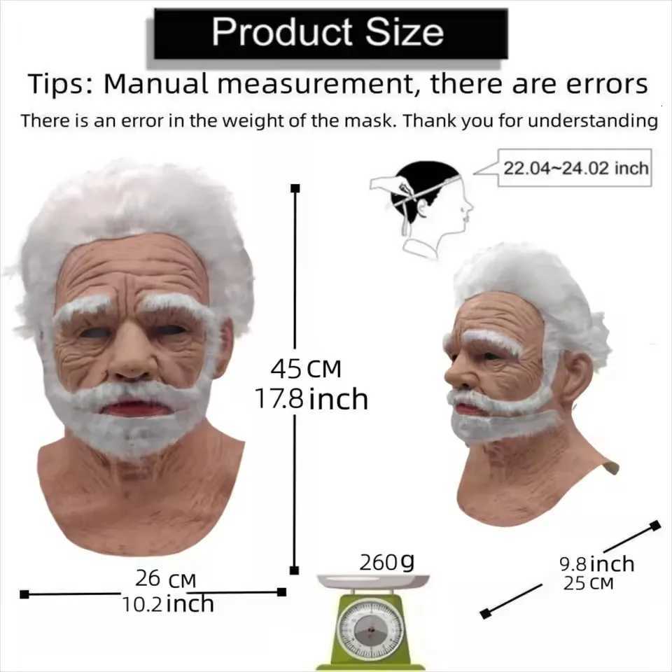 Halloween Old Man Mask Realistic Vicissitudes Simulation Full Face Mask Role Play School Party Gathering Game Head Cover W250915
