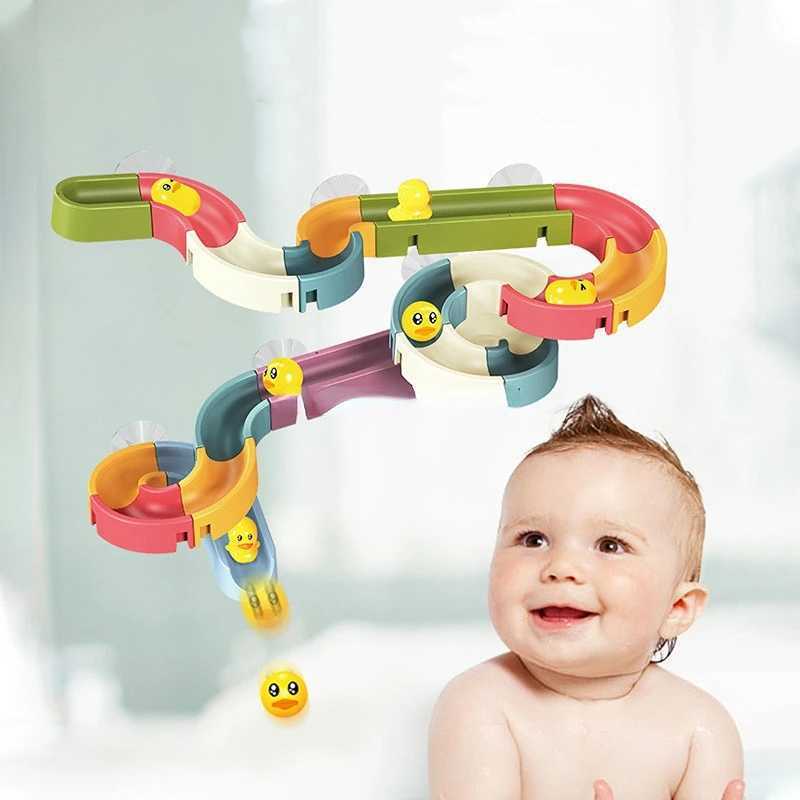 Baby Bathroom Duck DIY Track Bathtub Kids Play Water Games Tool Bathing Shower Wall Suction Set Bath Toys for Children C250915