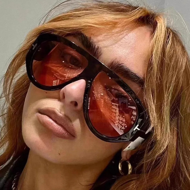Vintage Woman Oval Shape Sunglasses Large Frame Sun Glasses Trendy Street Shoot Shades Eyewear UV400 Gafas De ol 250915