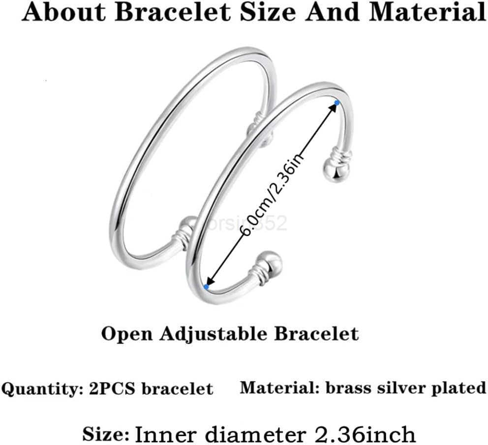 Silver Bangle Bracelets for WomenFashion Jewelry Simple Adjustable 925 Silver Cuff Bangles for Women Mom Wife Valentine Mothers Day GiftW250915