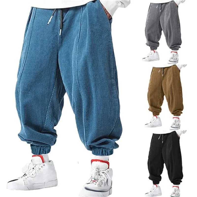 Fall Mens Casual Loose Drawstring Pants Fashion HighEnd HipHop Style Premium Corduroy Trendy Cuffed PantsXJ250915