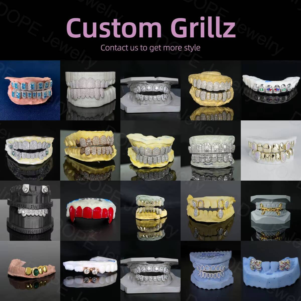 Custom Hip Hop Grillz for Teeth 925 Silver Rose Gold Plated Bling 8 on 8 Iced Out VVS Moissanite Grillz