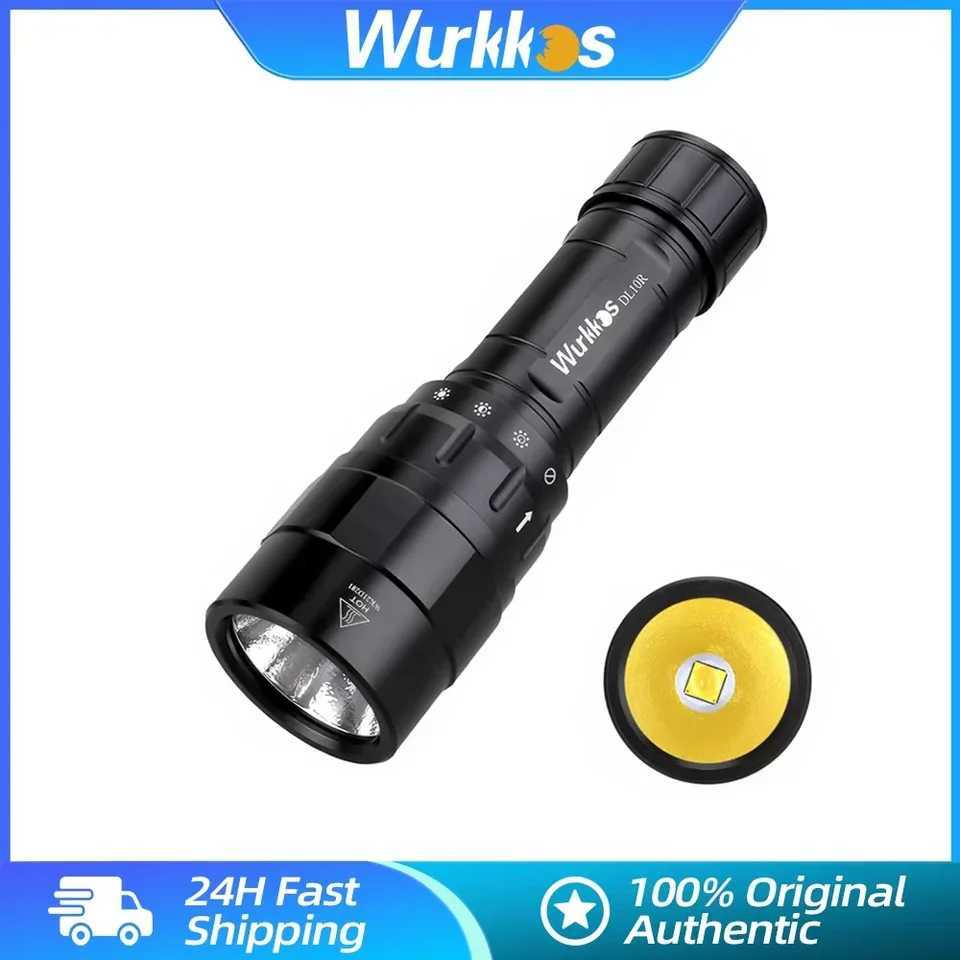 Wurkkos DL10R 21700 Scuba Diving Torch 4500LM Rechargeable XHP702 LED Lamp Underwater Lantern IPX8 Fishing Light Rotary Switch C250915