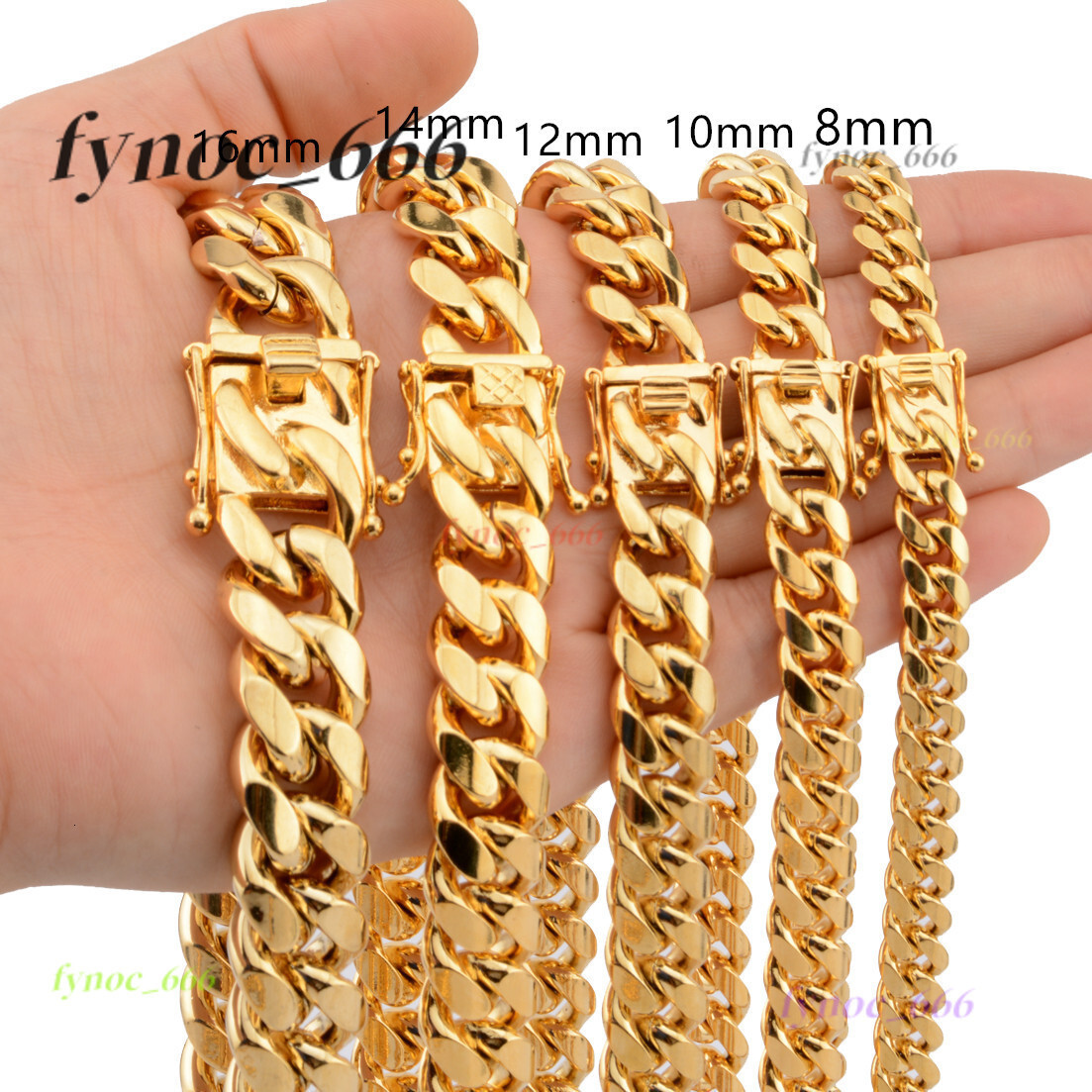 316L Stainless Steel Cuban Link Chain 18K Gold Plated 6MM 8MM 10MM 12MM 14MM 16MM 18MM Mens Miami Curb Cuban Chain Necklace