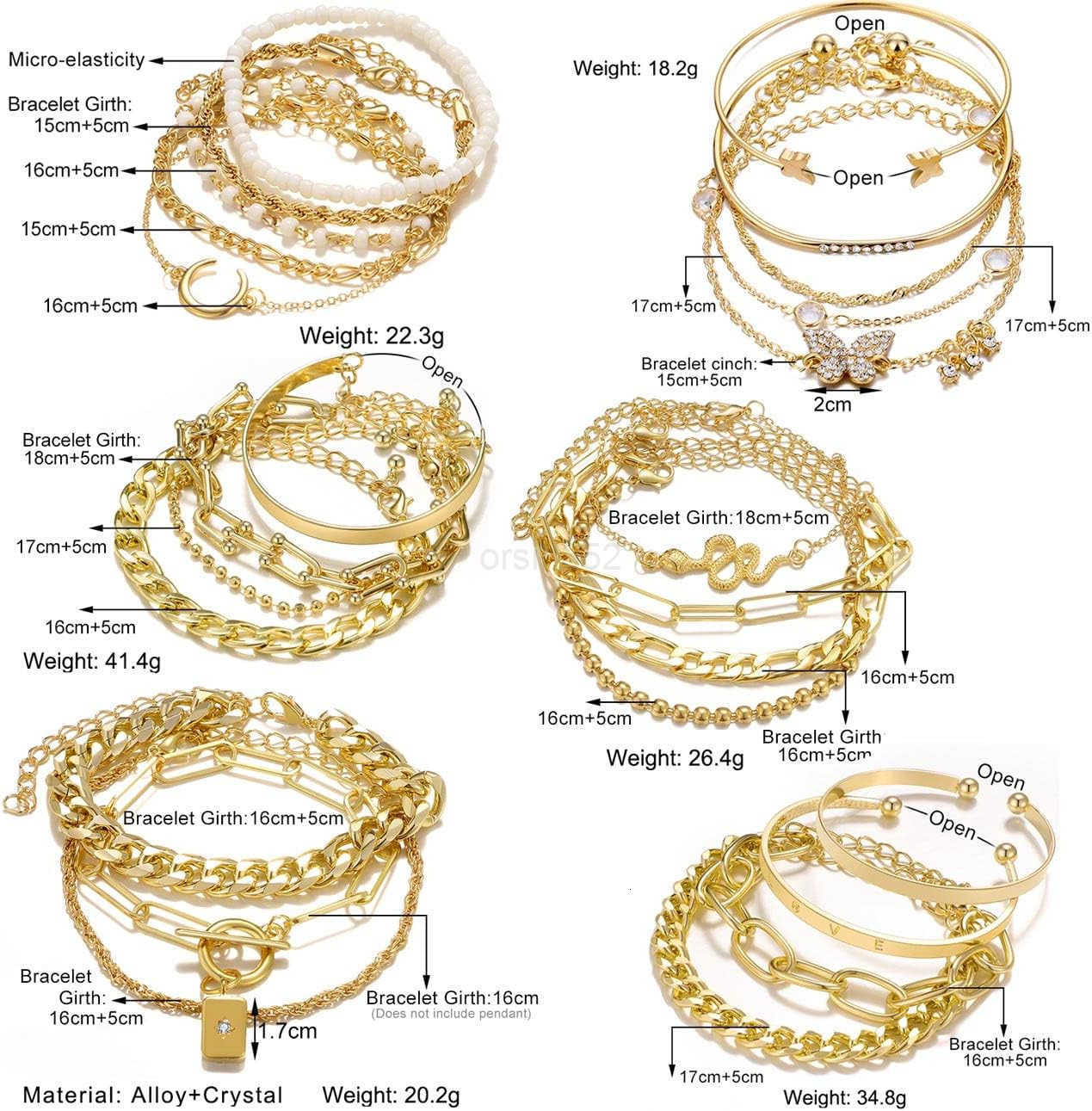 2425 Pcs 6 Pack 14K Gold Ankle Bracelets Set for Women Boho Stackable Bangles Cuff Charm Chunky Wrist Jewelry Y260117