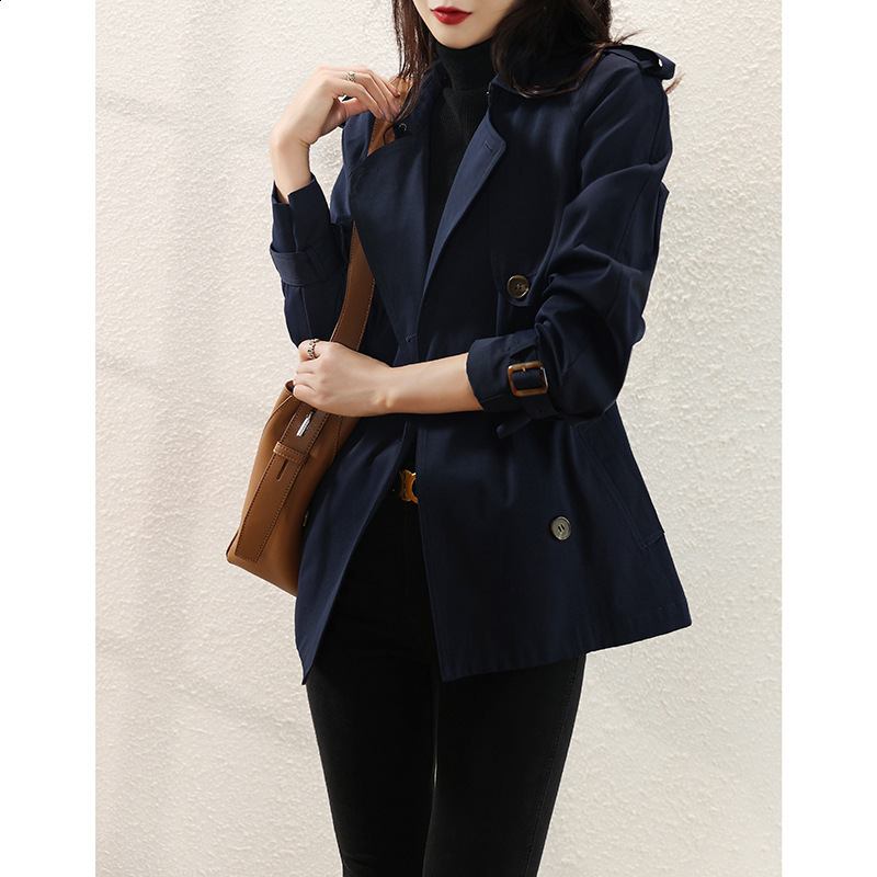 Classic Trench Coat Women Elegant OL Overcoat Autumn Loose Office Lady Soid Casual Thin Windbreaker with Belt 210421