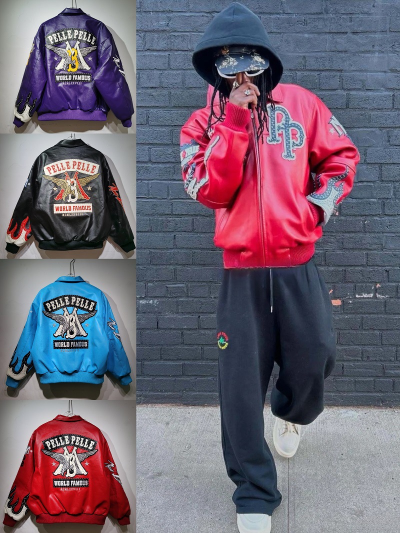 Men's Jackets High-quality PP Authentic Women's Black Blue Red Purple Leather Genuine Leather Embroidered Diamond Short Jacket