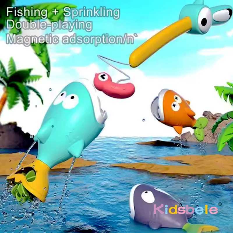 Magnetic Fishing Games Kids Bathtub Bath Toys For Toddlers Floating Swimming Fish Duck Whale Floating Water Toys For Kids Gifts C250915