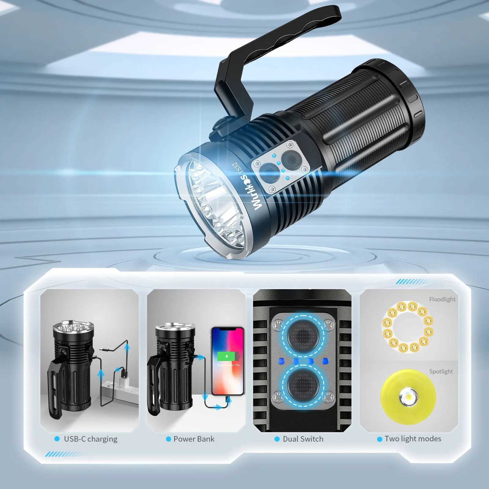 Wurkkos TS32 Powerful Flashlight 13000LM 3A Power Bank Dual Switch 321700 Waterproof Light 12 XPL2LH351D 1 SFT40 LED C250915