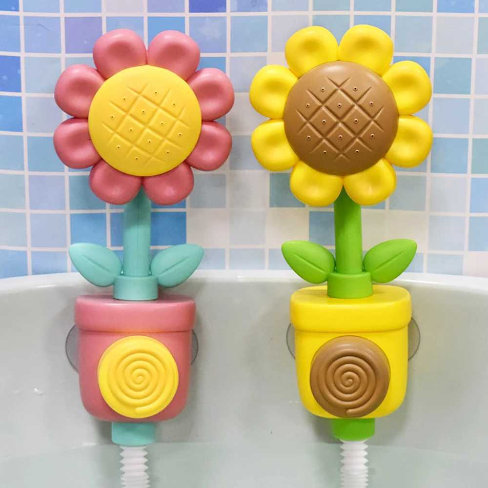 Baby Sunflower Shower Bath Toy Sprinkler Head Spray Water Shower Swim Pool Bathing Bath Ball With Manual Device For Kids Gift C250915