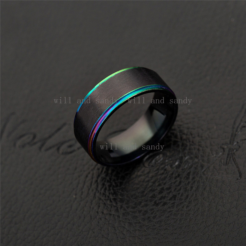 Mens Two Tone Matte Brushed Wedding Band Non Tarnsih Stainless Steel Anniversary Promise Rings Cubic Zirconia Finger Rings for Women Men Birthday Jewe