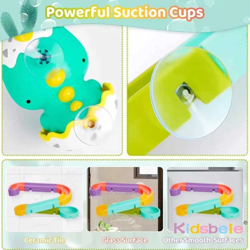 Toddlers DIY Track With Balls For Bathtub Pool Interactive Gift Assemble Track Dinosaur Egg Water Shower Toy With Water Spray C250915