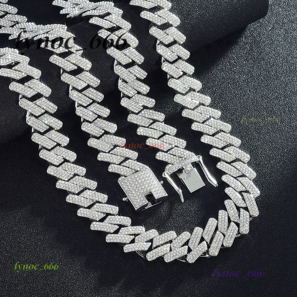 Iced Out Men Jewelry Hip Hop Micro Pave 17mm Cuban Link Chain High Quality Heavy Chunky Necklace 3 Rows Rhinestone