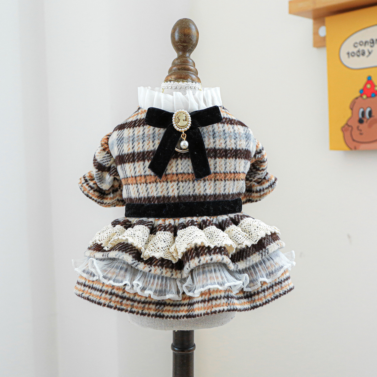 Pet Puppy Cat Clothes Autumn Winter New Blue Noble Dress Skirt